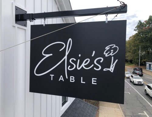 Hanging PVC Sign Panel Installation at Elsie’s Table