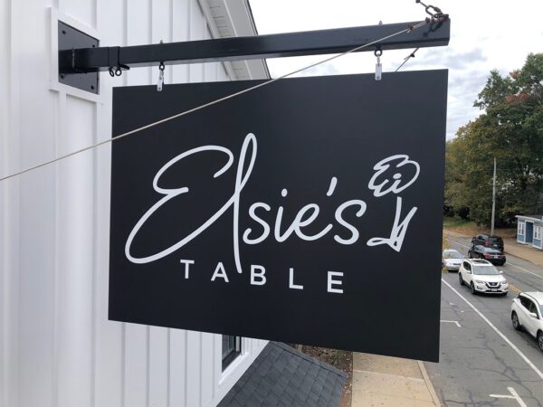 Table Pvc Signage Hanging PVC Sign Panel Installation at Elsie's Table - Signarama Walpole